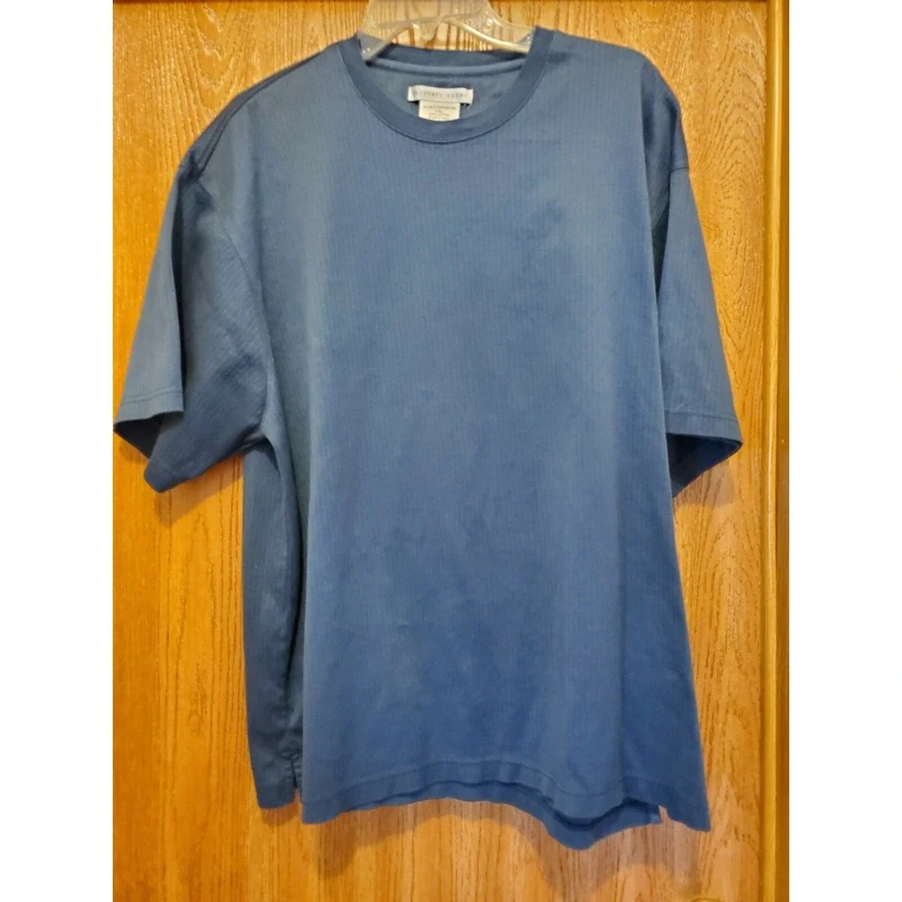 Shirt size XXL Men 's Geoffrey Beene Short Sleeve Blue pullover heavy Cotton Nic